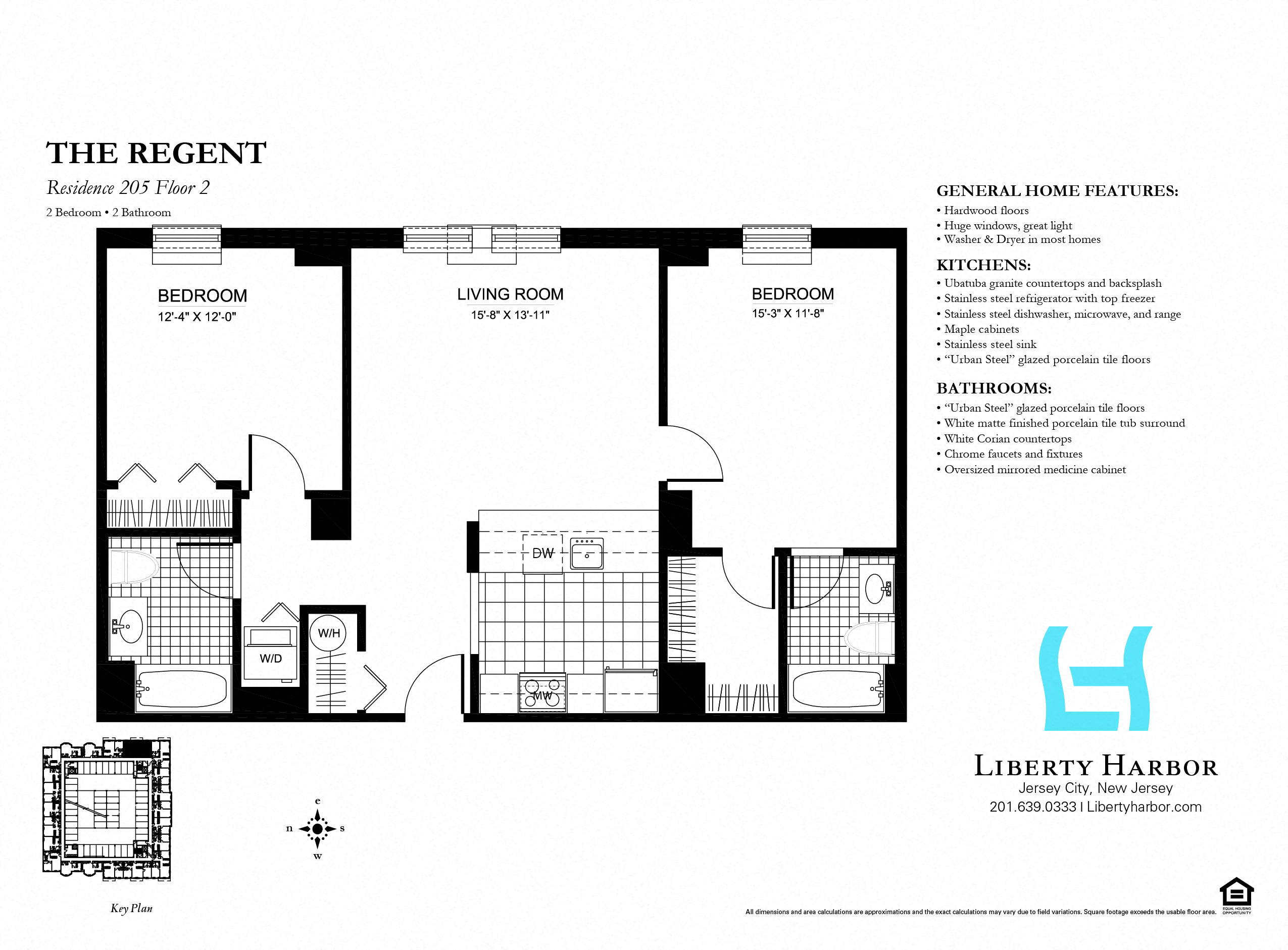Floor plan for 2 beds, 2 baths, 1020 sqft
